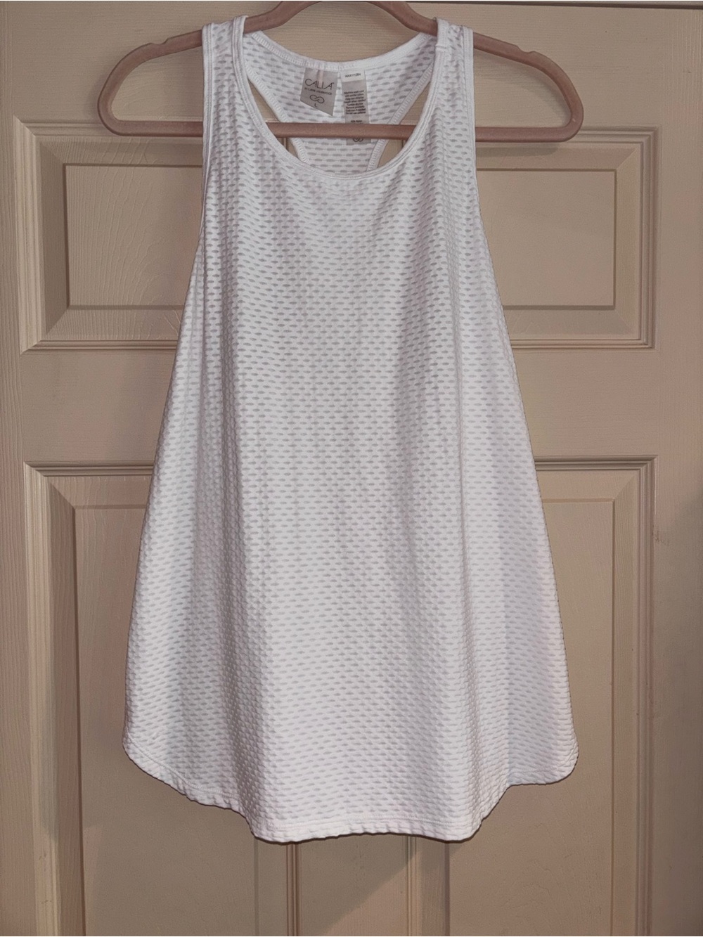 CALIA by Carrie Underwood White Texture Racerback Tank Size-Large Good Condition
